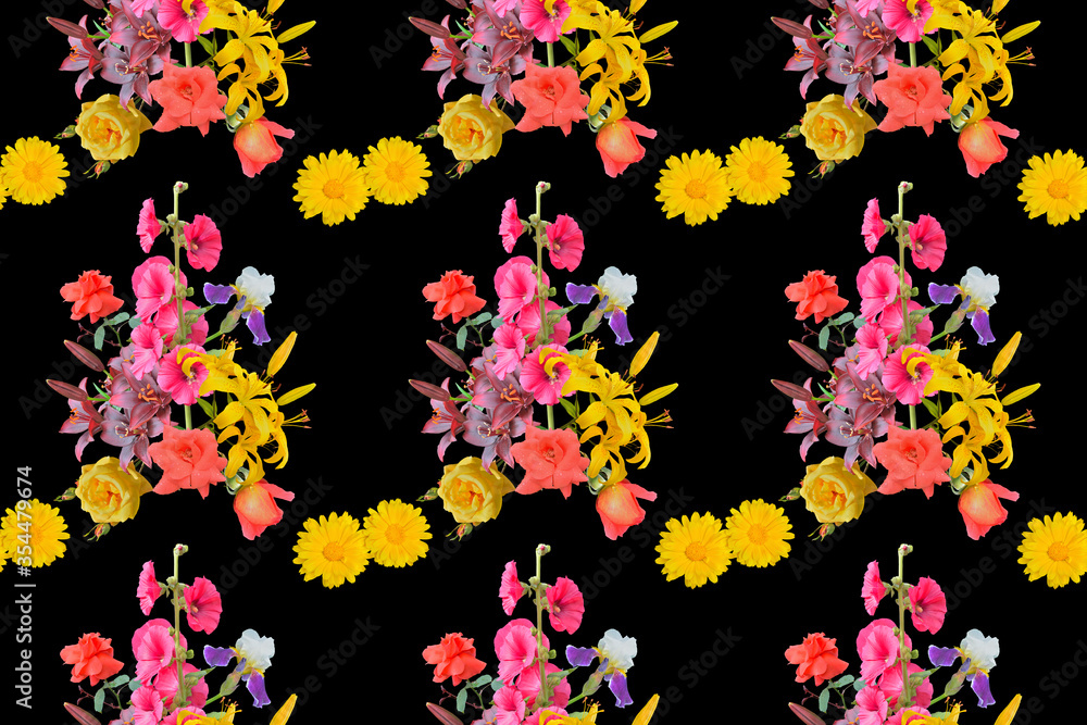 Different flowers. Seamless pattern. Different flowers. Seamless pattern.