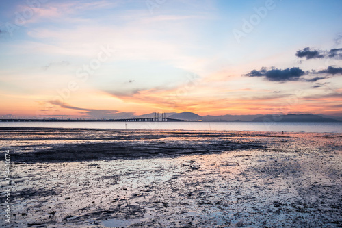 Penang Bridge view which located in the Straits of Malacca