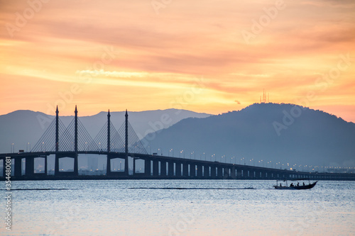 Penang Bridge view which located in the Straits of Malacca