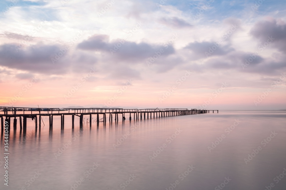 Wooden bridge sunrise view for beautiful background Wooden bridge sunrise view for beautiful background