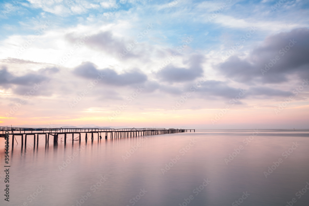 Wooden bridge sunrise view for beautiful background Wooden bridge sunrise view for beautiful background