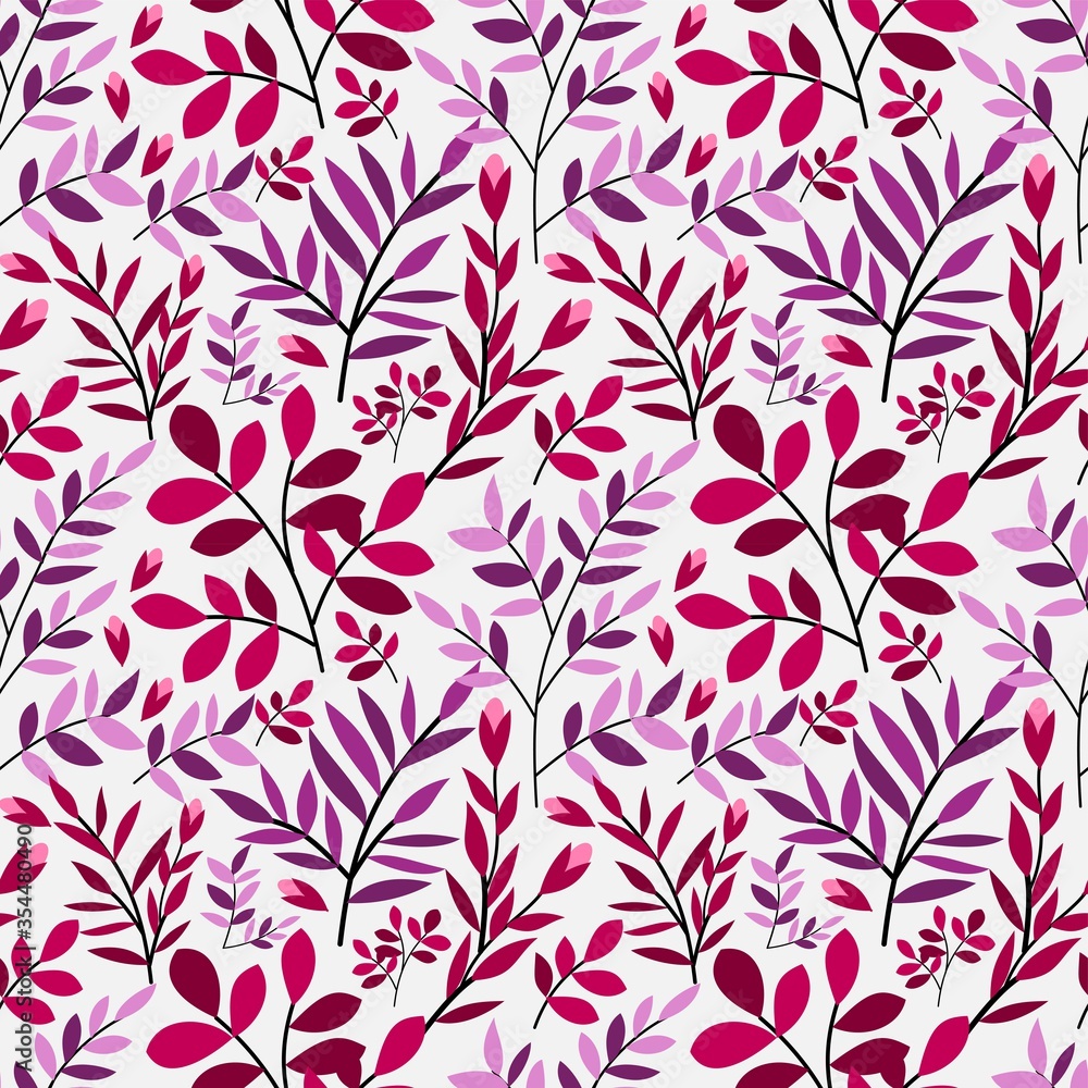Leaf and Flower pink color Seamless Pattern Leaf and Flower pink color Seamless Pattern