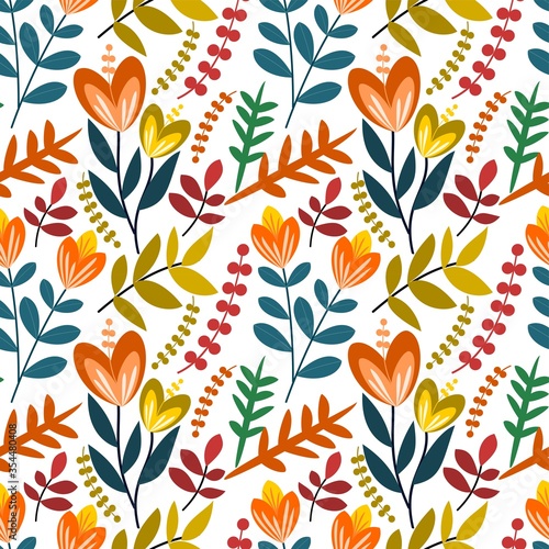 Flower Seamless Pattern white background