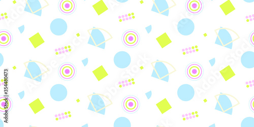 Pastel color abstract geometric composition background. Abstract dynamic geometric background applicable for Covers, Voucher, Posters, Flyers and Banner Designs. Retro vintage 80 memphis style. 