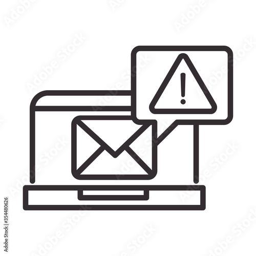 Free Download alert icon, laptop email message warning, attention danger exclamation mark precaution, line style design - GFXLoad