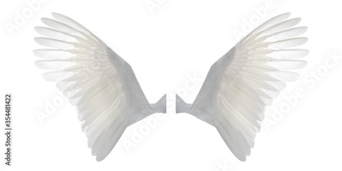 Fototapeta Naklejka Na Ścianę i Meble -  White angel wings isolated on white background