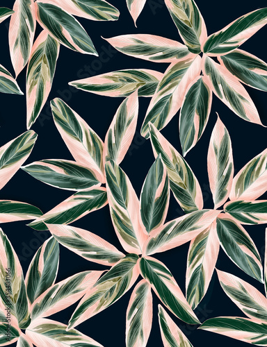 Pink and green leaves pattern