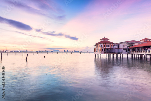 Sunrise view in George Town Penang with jetty background © keongdagreat