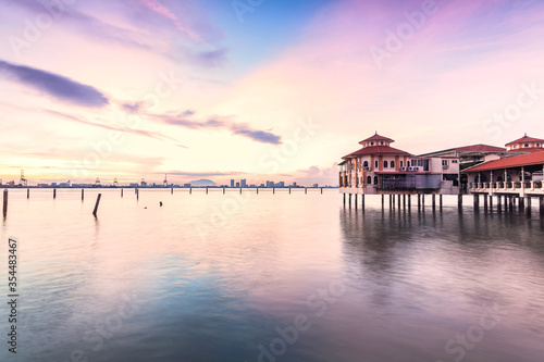Sunrise view in George Town Penang with jetty background © keongdagreat
