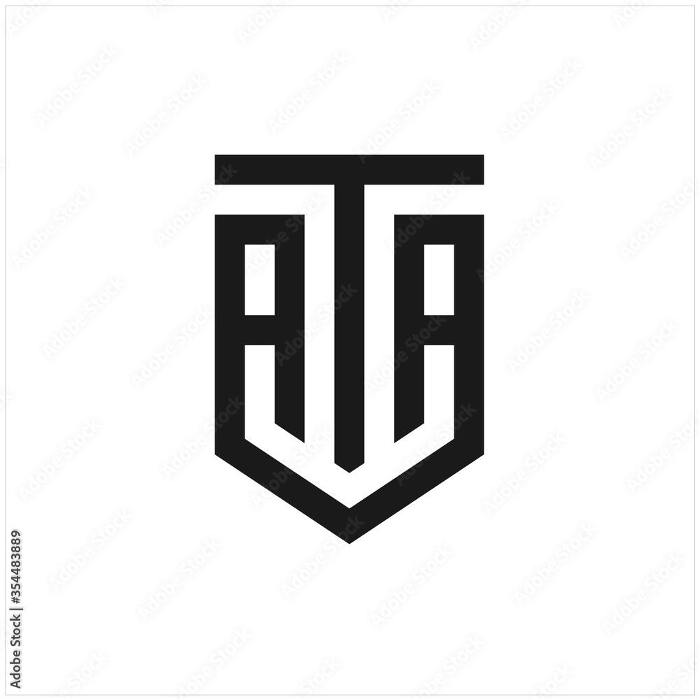 Letter ATA, TAA Logo Vector with Shield logo design inspiration, vector Letter ATA, TAA Logo Vector with Shield logo design inspiration, vector