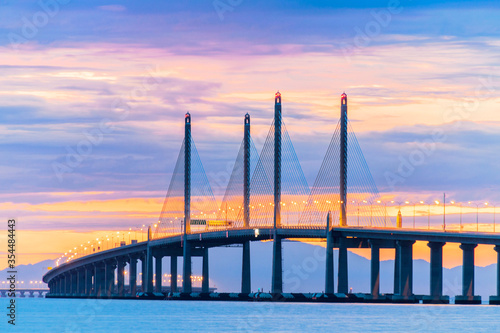 2nd Penang Bridge view during dawn in George Town, Penang, Malaysia
