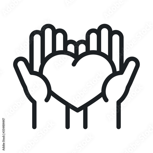 donation charity volunteer help social hands with heart love line style icon