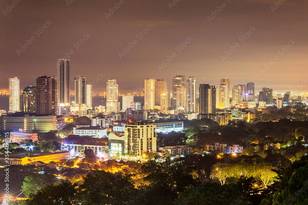 Obraz premium Cityscape view of George Town Penang during dawn