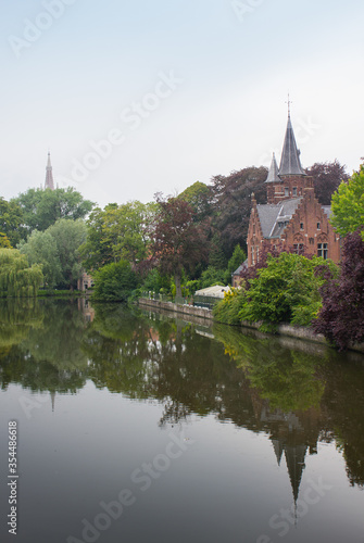 Medieval castle in Bruges. West Flanders province Belgium 