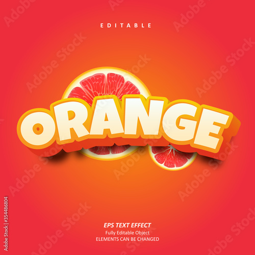 3D Fruit Orange Text Effect Editable Premium Vector