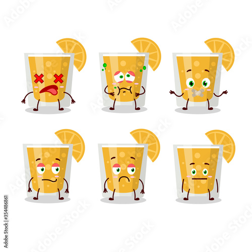 orange juice cartoon character with nope expression