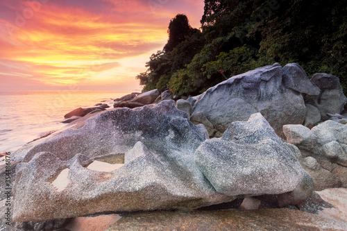 Batu ferringhi of George Town Penang sunrise or sunset view by the shore photo