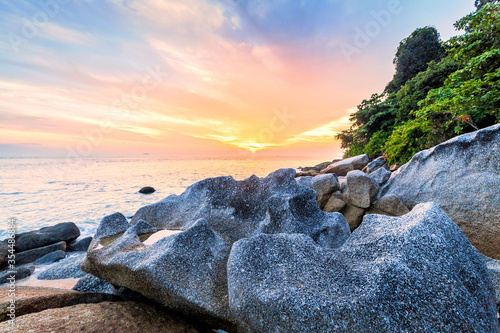 Batu ferringhi of George Town Penang sunrise or sunset view by the shore photo