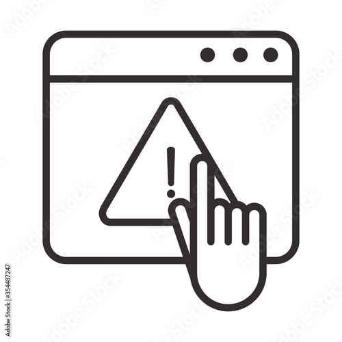 alert icon, website click warning button, attention danger exclamation mark precaution, line style design