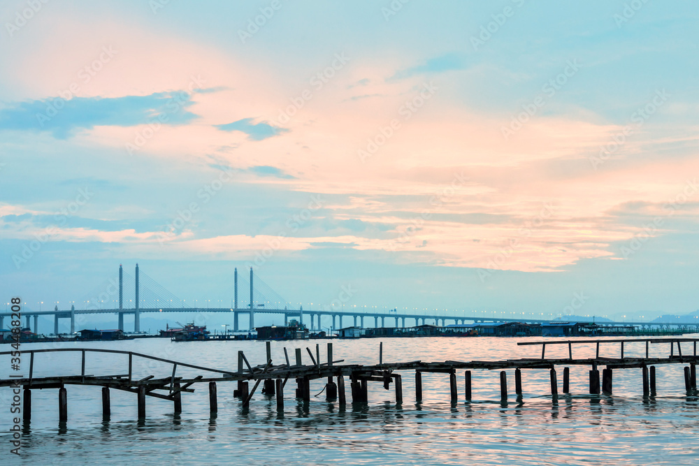 Teluk Tempoyak of Penang view during sunrise Teluk Tempoyak of Penang view during sunrise
