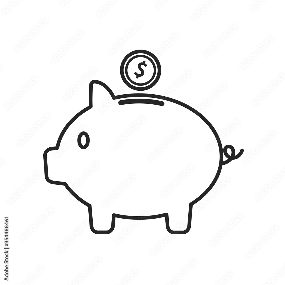 Piggy bank icon in line style. Money box icon for finance and savings money for future concept. Piggy bank icon in line style. Money box icon for finance and savings money for future concept.