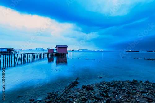 Storm day view of Tan Jetty, George Town, Penang Malaysia photo