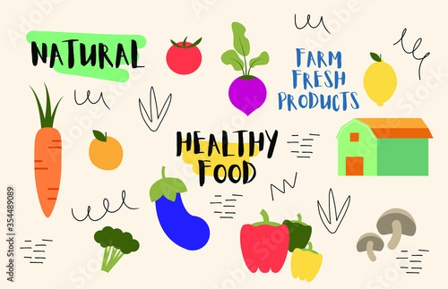 Healthy Food vector illustration set vector illustration in flat style 