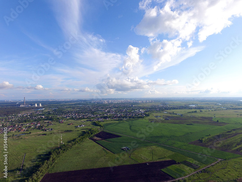 Aerial view of the saburb landscape (drone image). Near Kiev photo