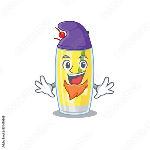 An adorable cartoon design of pina colada cocktail as an Elf fairytale character