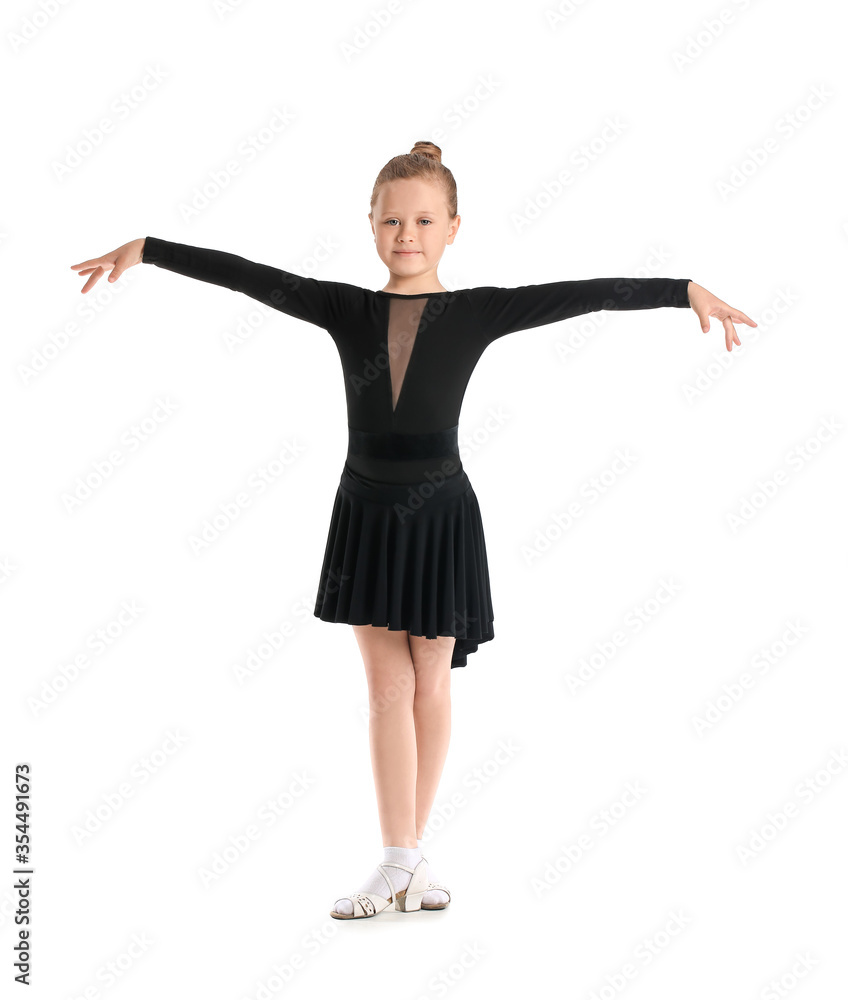 Little rhythmic gymnast on white background Little rhythmic gymnast on white background
