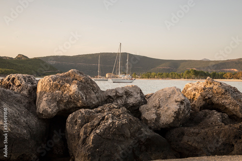 ship parga tourist resort in greece sea beach summer holidays