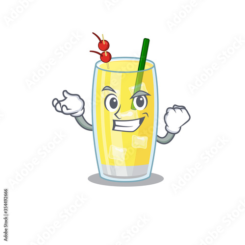 A funny cartoon design concept of pina colada cocktail with happy face