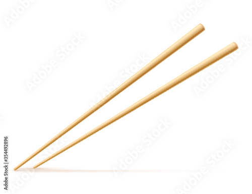 Wooden chopsticks isolated on white background. Vector illustration