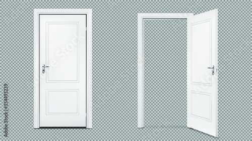 Open and close realistic door isolated on transparent background