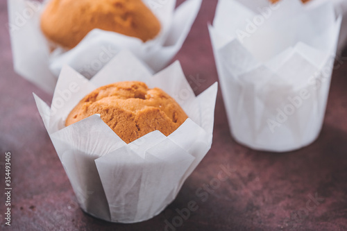 Freshly baked golden muffin...