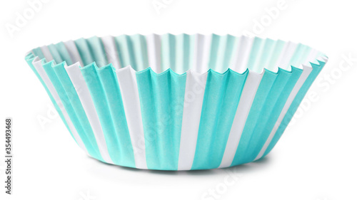 Muffin baking cups on white background