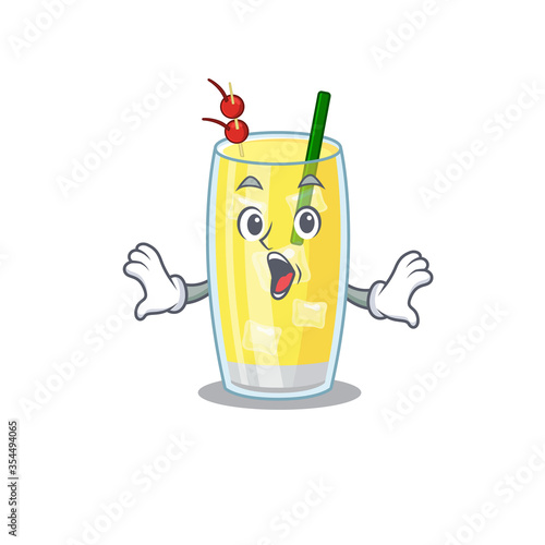 Pina colada cocktail mascot design concept having a surprised gesture