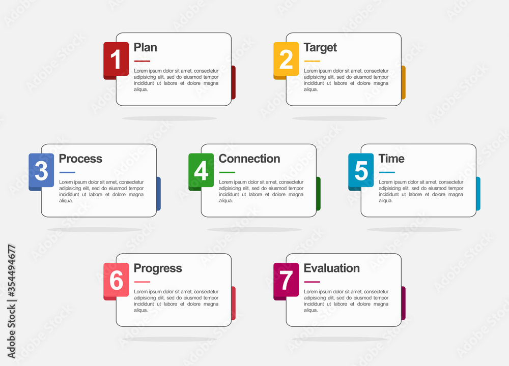 Colorful Business Infographic Template. Timeline with 7 steps. For Presentations - EPS 10 Vector Colorful Business Infographic Template. Timeline with 7 steps. For Presentations - EPS 10 Vector