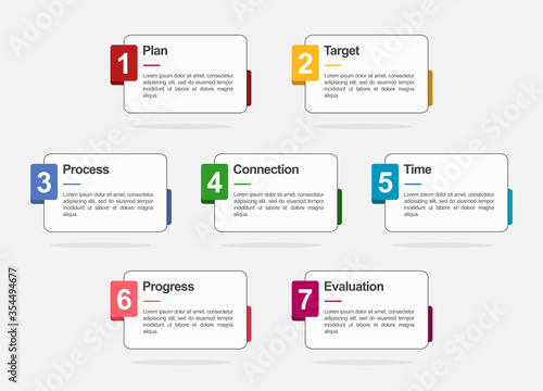 Colorful Business Infographic Template. Timeline with 7 steps. For Presentations - EPS 10 Vector