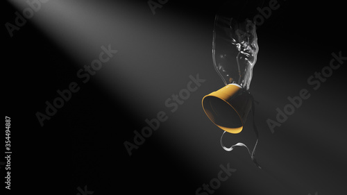  3D illustration, rendering of an Airplane oxygen mask on a dark background lit with a light beam photo