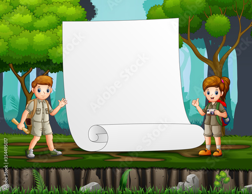 Border template with scouts at forest background