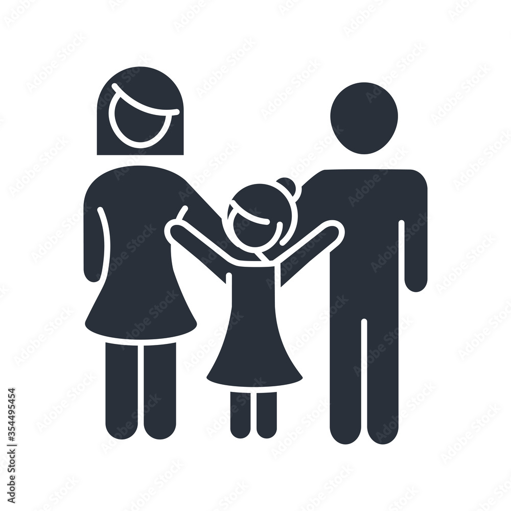father mother and daughter happiness family day, icon in silhouette style father mother and daughter happiness family day, icon in silhouette style