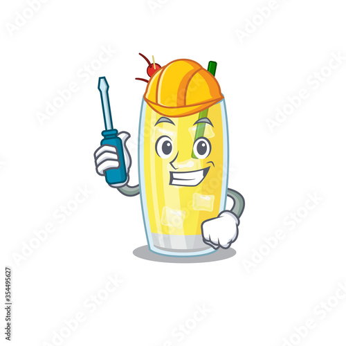 Pina colada cocktail caricature design concept worked as an automotive