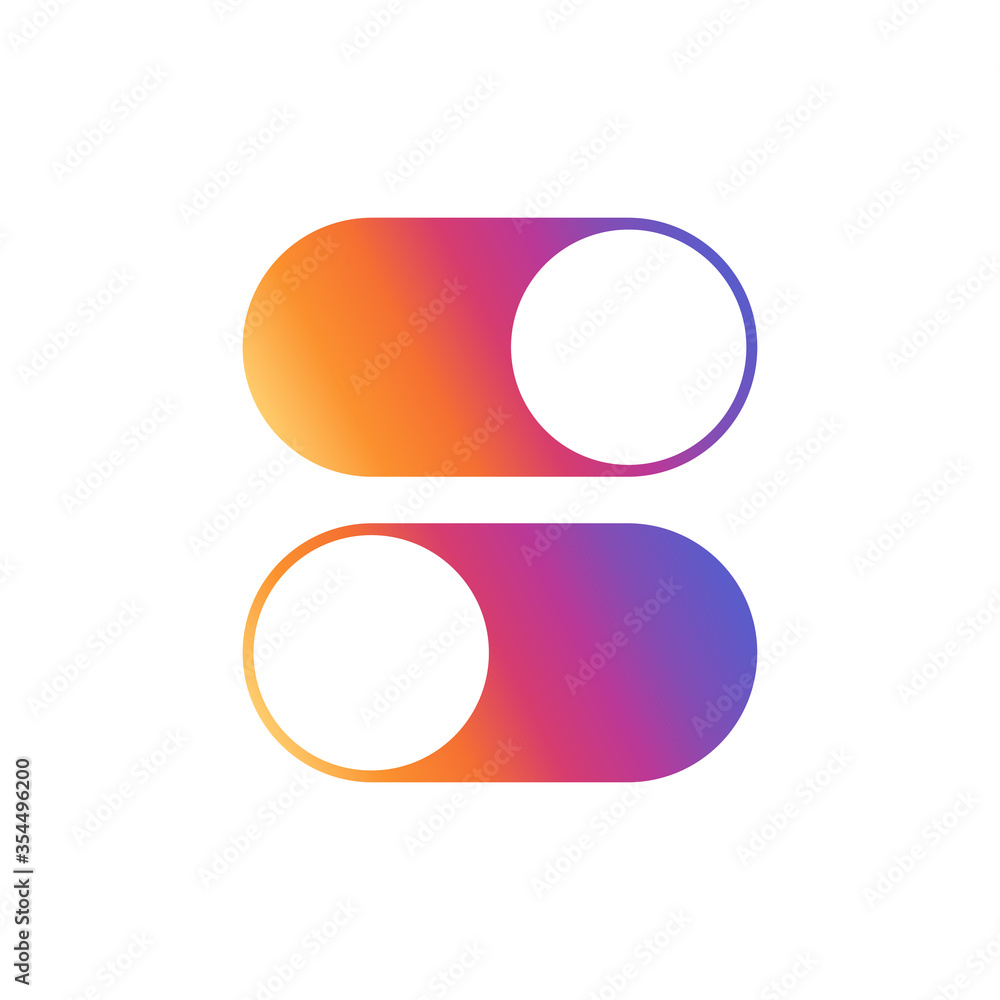 Switch toggle icon isolated on white background. Slider button symbol modern, simple, vector, icon for website design, mobile app, ui. Vector Illustration Switch toggle icon isolated on white background. Slider button symbol modern, simple, vector, icon for website design, mobile app, ui. Vector Illustration