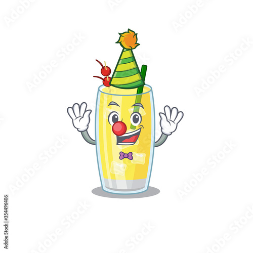 smiley clown pina colada cocktail cartoon character design concept