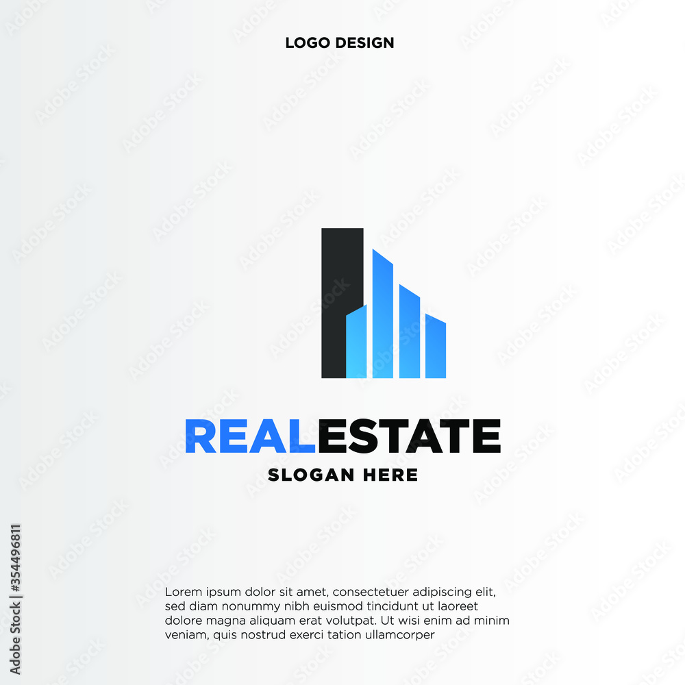 I Initial logo concept with building template vector.