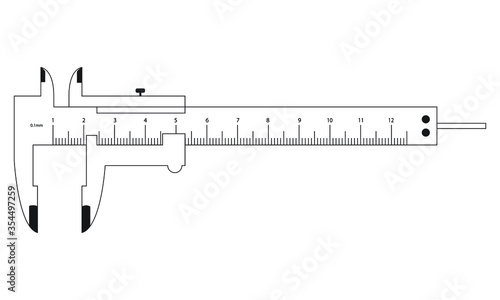 Vernier Caliper Black Outline isolated on a white background. EPS Vector