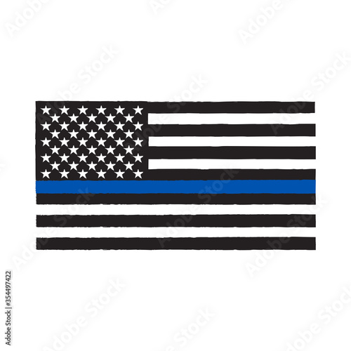 American flag with blue strip icon. US police symbol modern, simple, vector, icon for website design, mobile app, ui. Vector Illustration