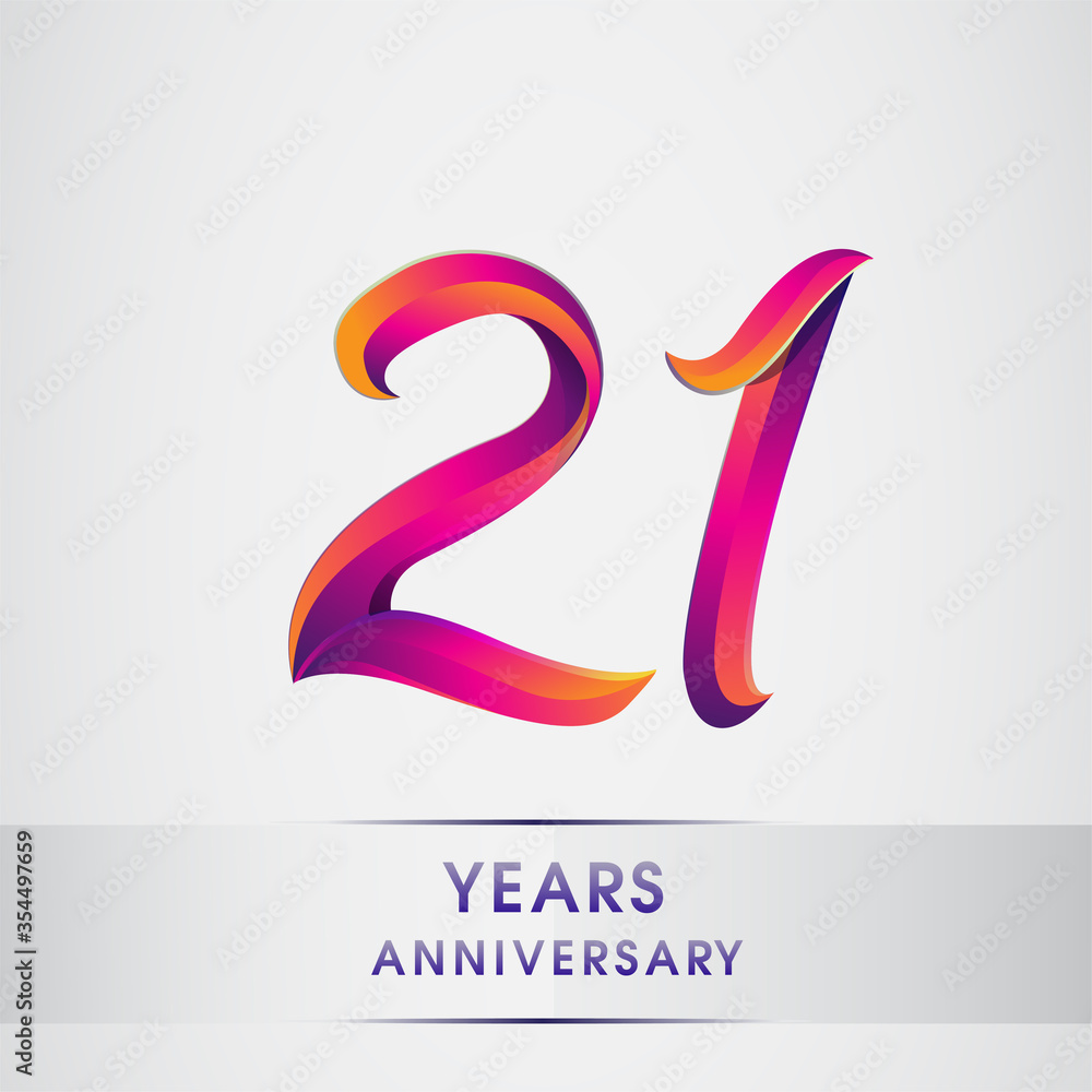 21st Years anniversary celebration logotype colorful design, Birthday logo on white background