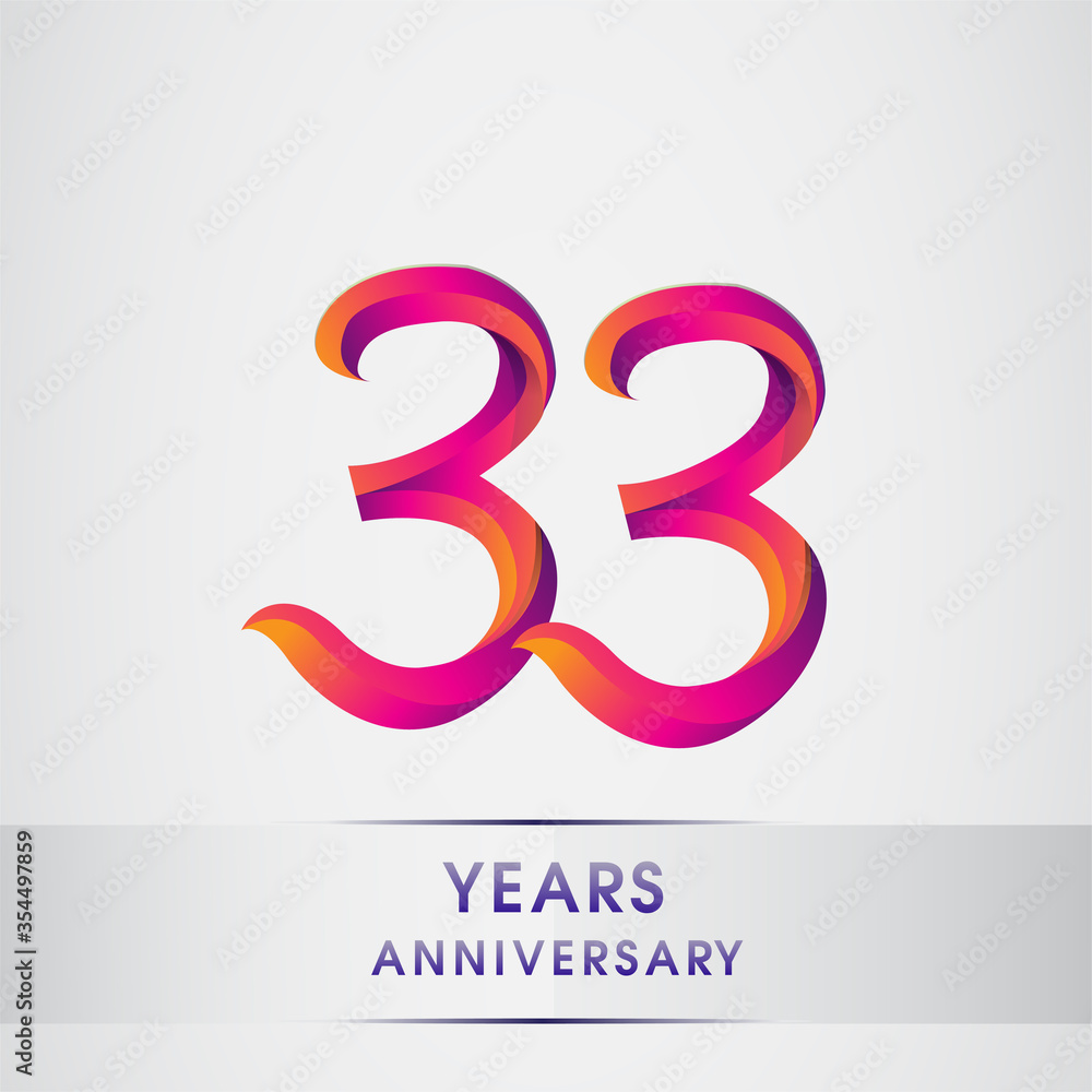 33rd Years anniversary celebration logotype colorful design, Birthday logo on white background